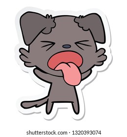 sticker of a cartoon disgusted dog