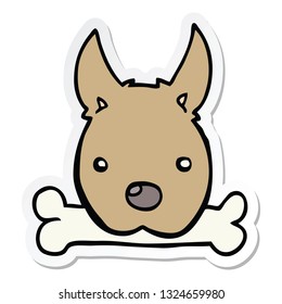sticker of a cartoon dog with bone