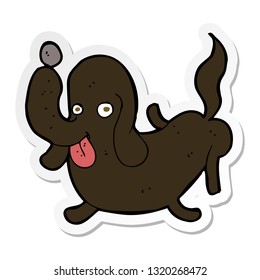 sticker of a cartoon dog sticking out tongue