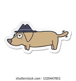 sticker of a cartoon dog wearing hat