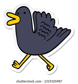 sticker of a cartoon duck running