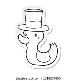 sticker of a cartoon duck wearing top hat
