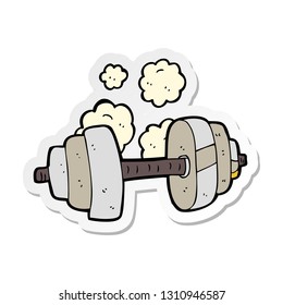 sticker of a cartoon dumbbell