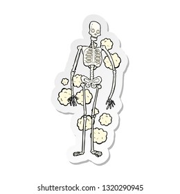 sticker of a cartoon dusty old skeleton