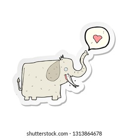 sticker of a cartoon elephant with love heart
