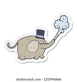 sticker of a cartoon elephant squirting water