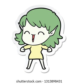 sticker of a cartoon elf girl