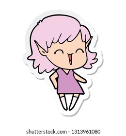 sticker of a cartoon elf girl