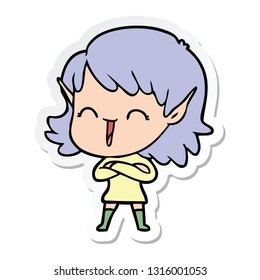 sticker of a cartoon elf girl