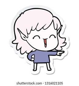 sticker of a cartoon elf girl