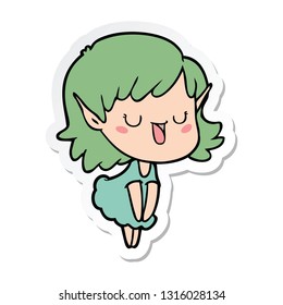 sticker of a cartoon elf girl