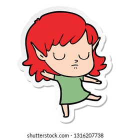 sticker of a cartoon elf girl
