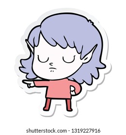 sticker of a cartoon elf girl