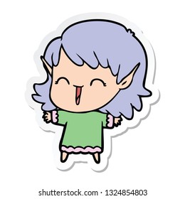sticker of a cartoon elf girl
