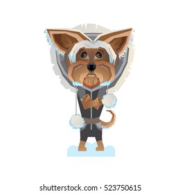 Sticker. Cartoon. Emotional character dog. Vector illustration.