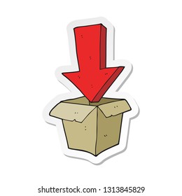 pegatina de una caja vacía de dibujos animados con flecha