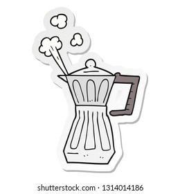 sticker of a cartoon espresso stovetop maker