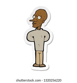 sticker of a cartoon evil bald man