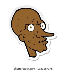 sticker of a cartoon evil old man
