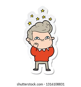 sticker of a cartoon excited man