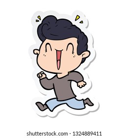 sticker of a cartoon excited man