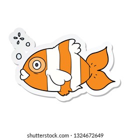 sticker of a cartoon exotic fish