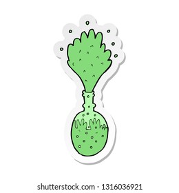 sticker of a cartoon explosing chemicals