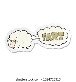 sticker of a cartoon farting sheep