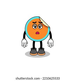 sticker cartoon with fatigue gesture , character design