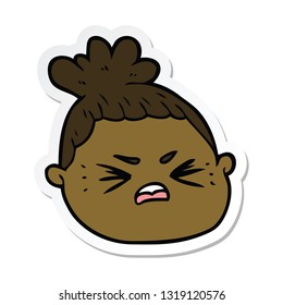 sticker of a cartoon female face