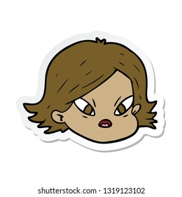 sticker of a cartoon female face