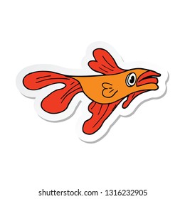 sticker of a cartoon fighting fish