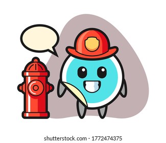 Sticker cartoon as a firefighter