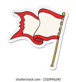 sticker of a cartoon flag blowing in wind