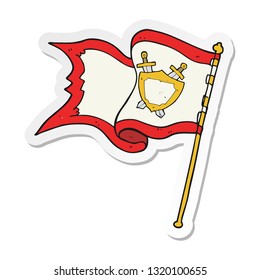 sticker of a cartoon flag blowing in wind