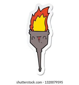 sticker of a cartoon flaming chalice