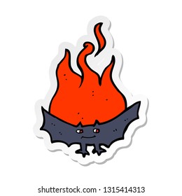 sticker of a cartoon flaming halloween bat