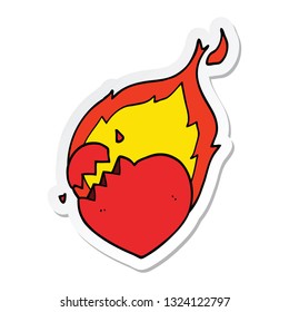 sticker of a cartoon flaming heart
