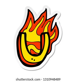 sticker of a cartoon flaming letter
