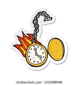 sticker of a cartoon flaming watch