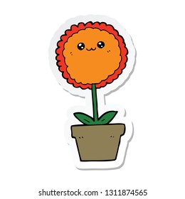 pegatina de una flor de dibujos animados
