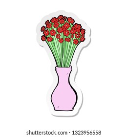 sticker of a cartoon flowers in pot