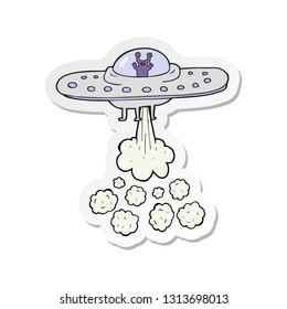 sticker of a cartoon flying saucer