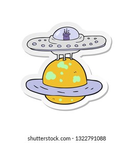 sticker of a cartoon flying saucer