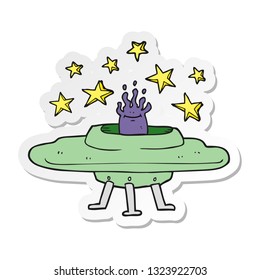 sticker of a cartoon flying saucer