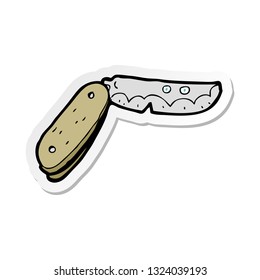 sticker of a cartoon folding knife