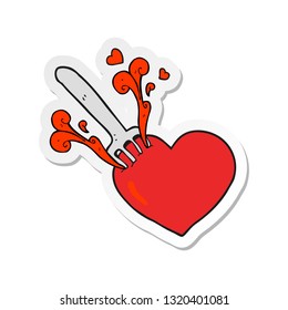 sticker of a cartoon fork in heart