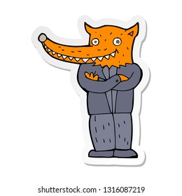 sticker of a cartoon fox man