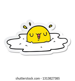 sticker of a cartoon fried egg