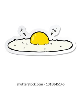 sticker of a cartoon fried egg
